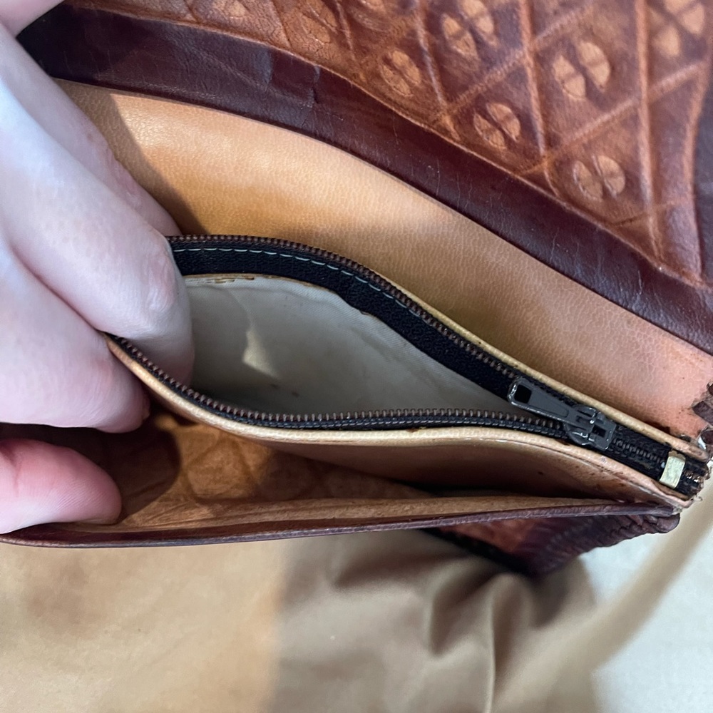 Vintage Ecuadorian Genuine Leather Handmade Wallet Pouch Purse Clutch - Picture 5 of 7